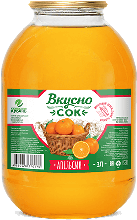Напиток сокосодержащий апельсиновый в стеклянной банке 3 литра