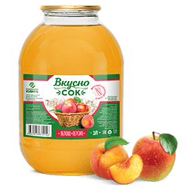 Напиток сокосодержащий яблочно-персиковый в стеклянной банке 3 литра
