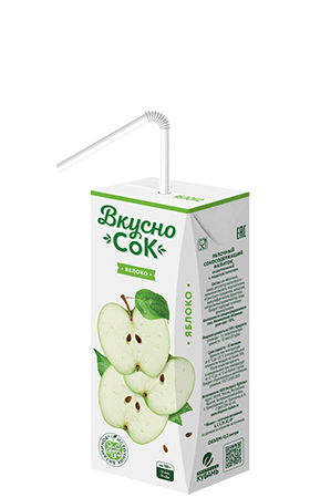 Упаковка «ВкусноСок», вкус - Яблоко. Объем 200мл.
