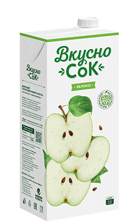 Упаковка «ВкусноСок», вкус - Яблоко. Объем 1 литр.