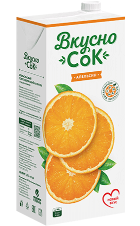 Упаковка «ВкусноСок», вкус - Апельсин. Объем 2 литра.